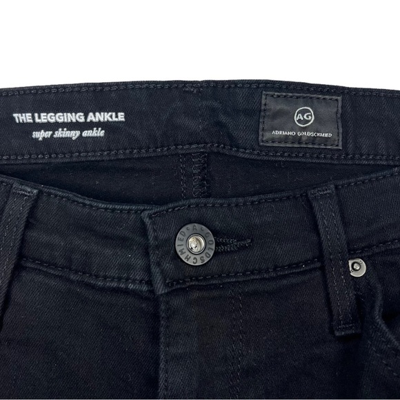 AG The Legging Ankle Super Skinny in Black Raw Edge Slit Cuffs Size 29 - Picture 8 of 12